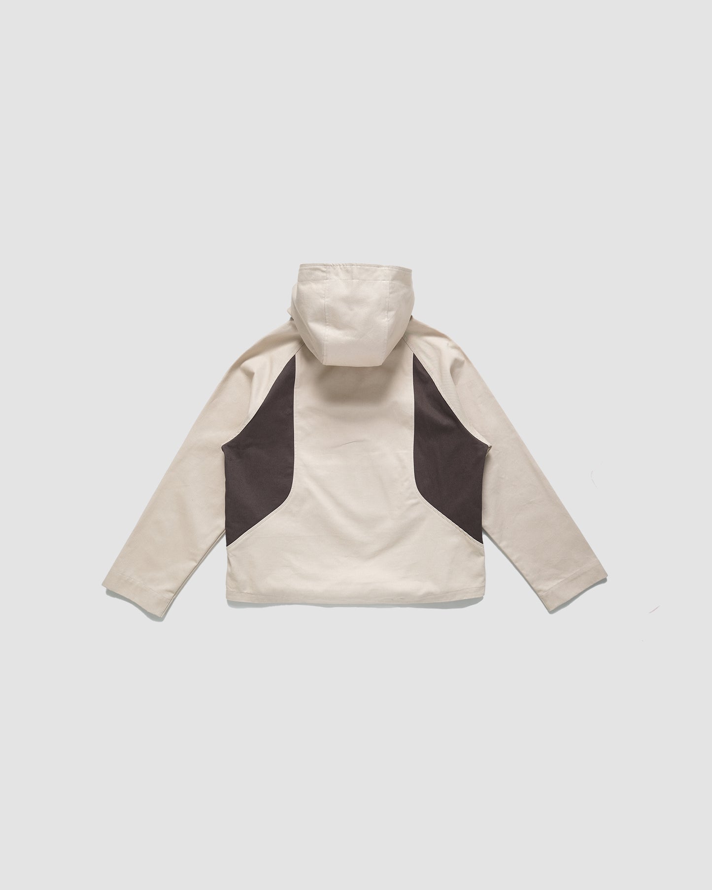 Beige Slant Zip Pullover Hooded Jacket