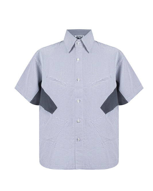 Taper Short Sleeve Button Up (Checkered Grey)