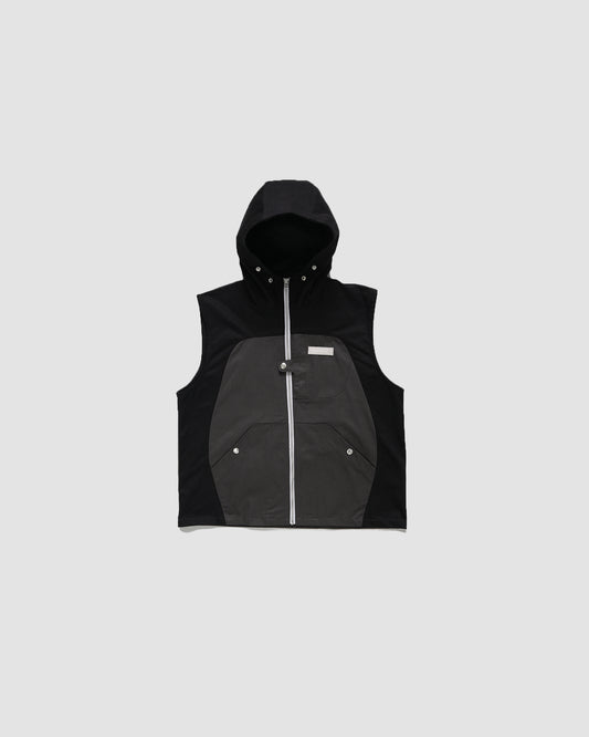 Black Bridged Hooded Gilet