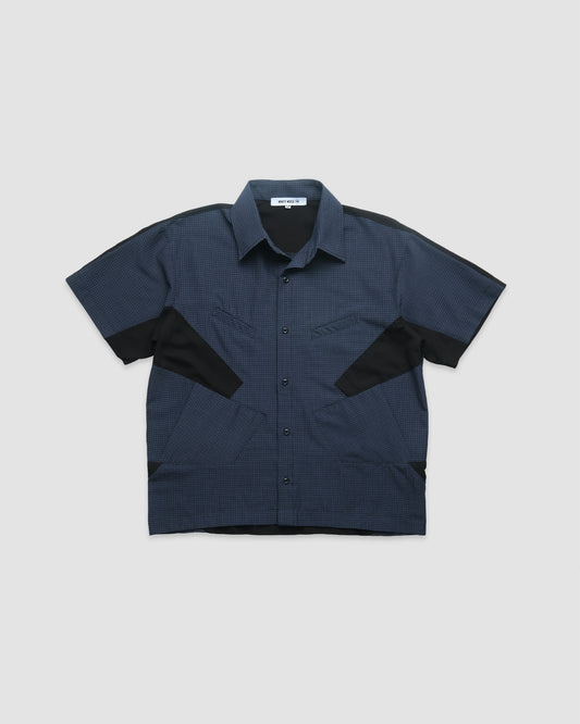 Taper Short Sleeve Button Up (Navy)