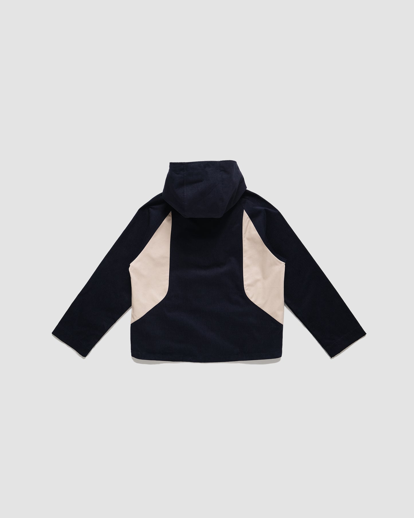 Navy Slant Zip Pullover Hooded Jacket